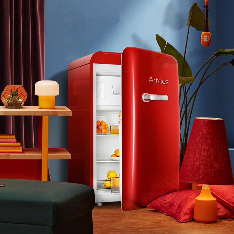红色复古冰箱美式小型家用单门冷藏冷冻一体机迷你化妆网红小冰箱