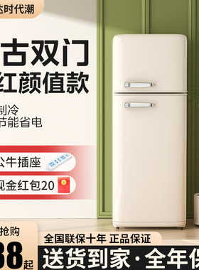 荣事达时代潮复古冰箱小型家用双开门冷藏冷冻办公室小冰箱厨房