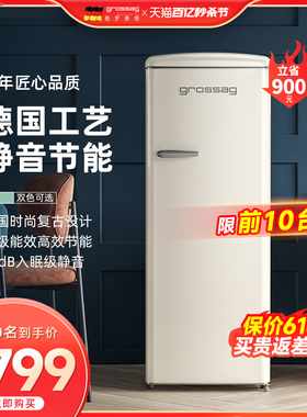 德国grossag复古冰箱家用小型法式单门美式网红白色节能冰箱225升