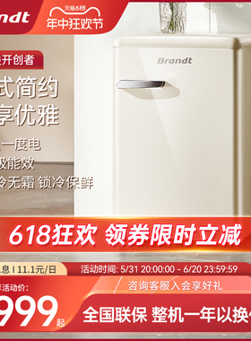 Brandt法国白朗家用小型复古法式冰箱宿舍迷你冷冻冷藏电冰箱