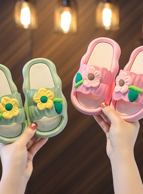 儿童拖鞋夏女童亲子可爱花朵公主家居室内防滑小女孩凉拖鞋中小童