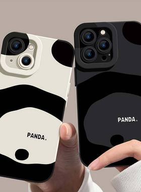 苹果15promax256g手机壳适用创意熊猫15手机壳iphone14pro全包防摔x软壳11瞳眼保护套