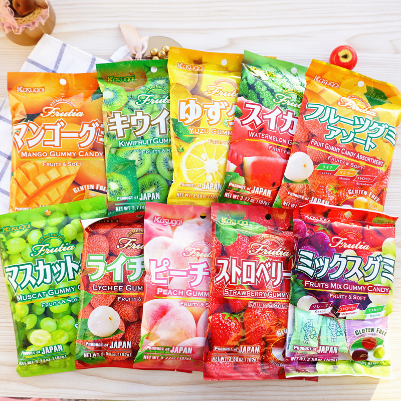 现货日本进口春日井什锦软糖水果果汁QQ糖桃子味草莓青葡萄紫葡萄