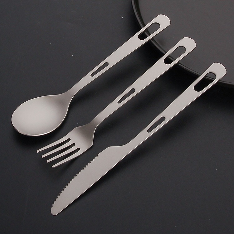 纯钛筷子刀叉勺四件套户外露营便携套装家庭健康钛餐具四件套