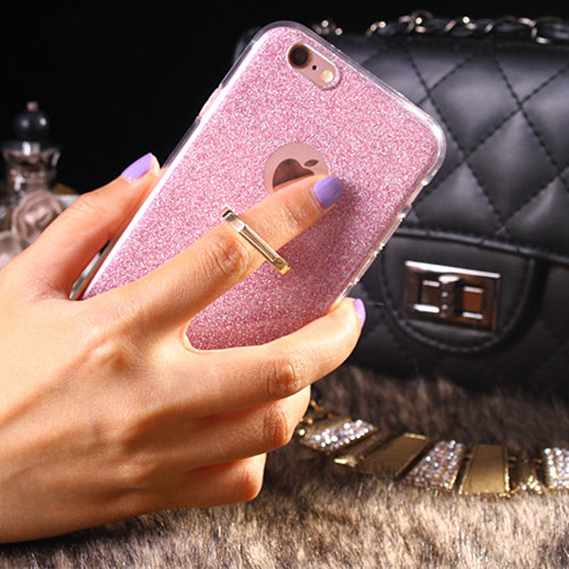 闪粉iPhone6手机壳适用6splus指环支架手机壳5s奢华硅胶套软壳潮