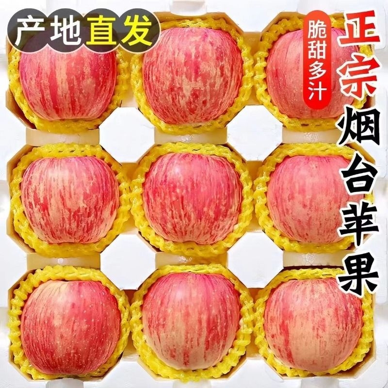 山东烟台红富士栖霞苹果当季水果新鲜脆甜不打蜡带皮吃整箱水大果