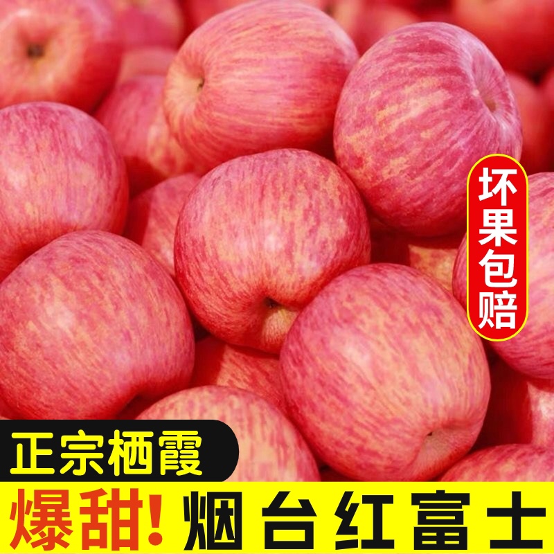 【淡雪条纹】正宗烟台苹果栖霞红富士脆甜新鲜水果整箱产地直发