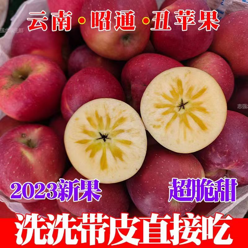 云南昭通丑苹果冰糖心苹果水果新鲜脆甜10斤红富士当季整箱包邮10