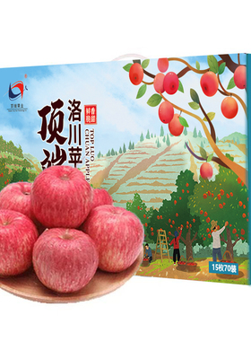 洛川红富士官方授权正宗洛川苹果脆甜时令苹果水果礼盒好吃15枚