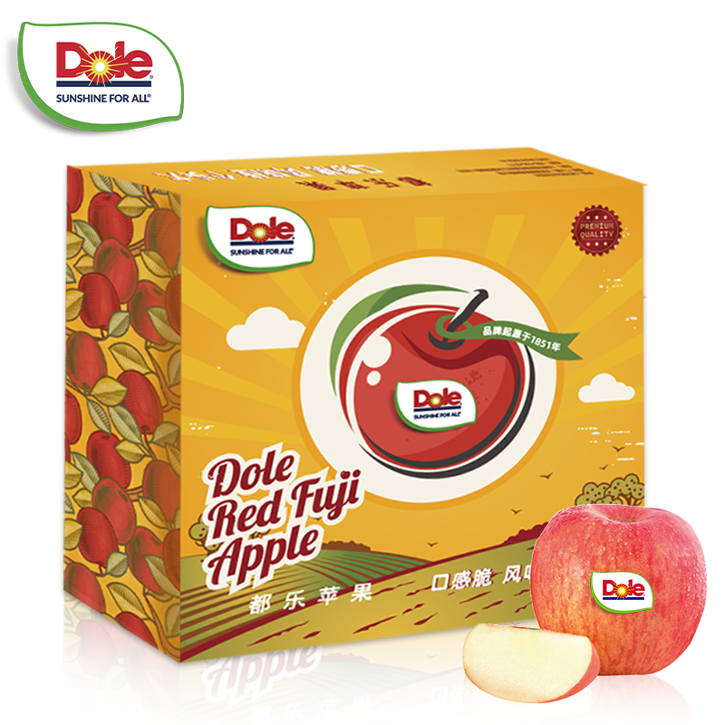 dole都乐山东红富士脆甜可口苹果3斤中果礼盒8-9粒新鲜水果