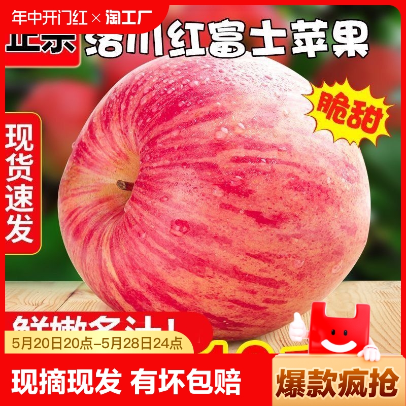 陕西西安洛川红富士苹果水果新鲜应当季整箱苹果脆甜冰糖心中大果