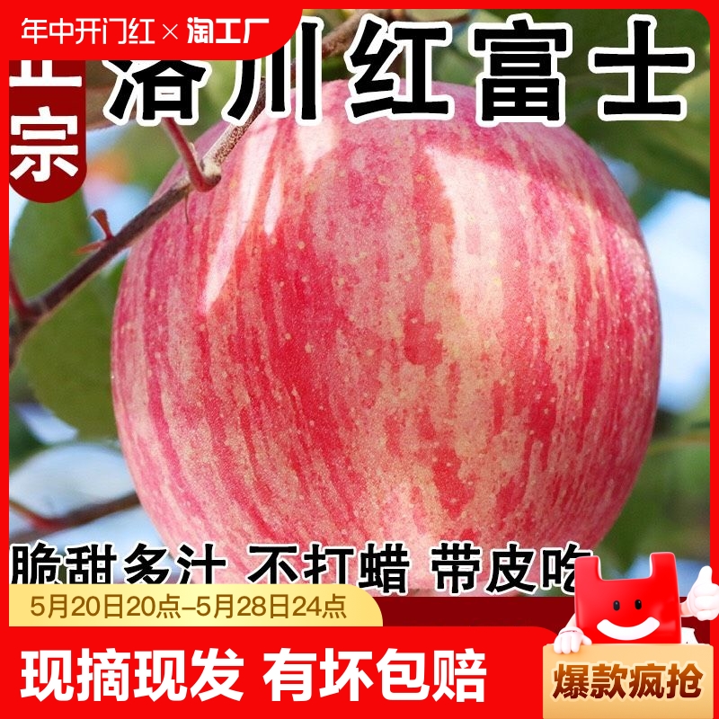 正宗洛川红富士苹果冰糖心脆甜新鲜水果大果现摘现发整箱10斤一级