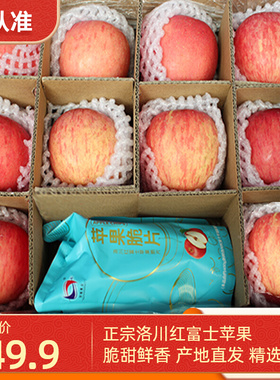 正宗洛川苹果 陕西苹果红富士水果苹果水果 新鲜10枚装精选大果