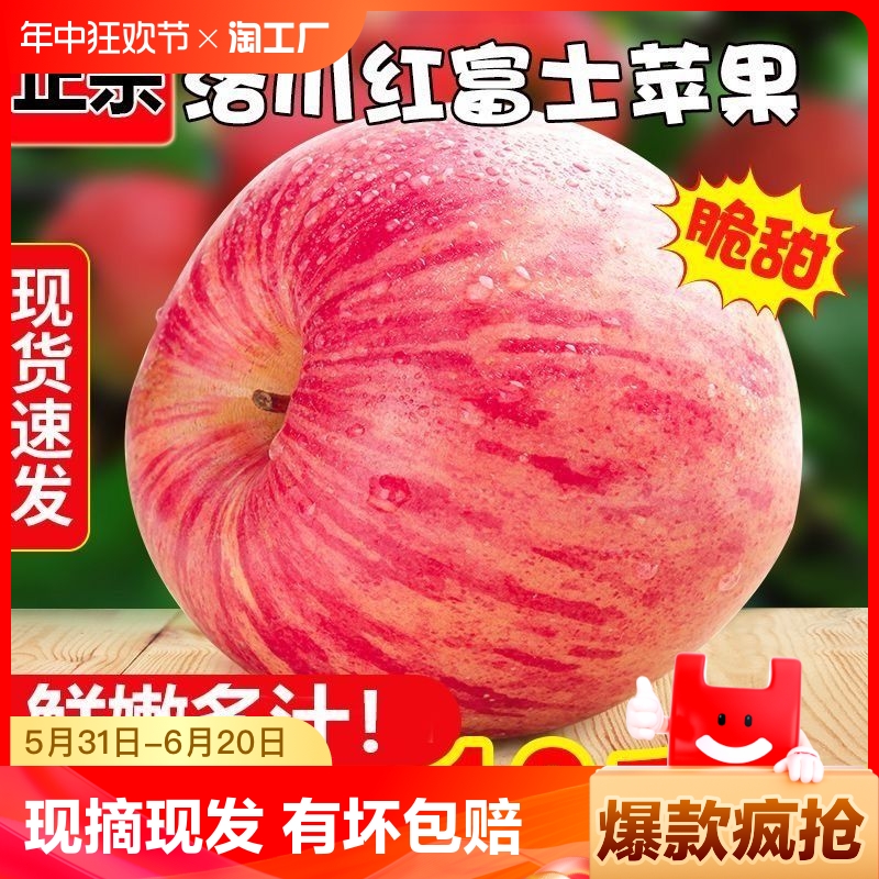 陕西西安洛川红富士苹果水果新鲜应当季整箱苹果脆甜冰糖心中大果