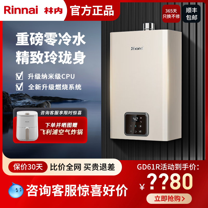 Rinnai/林内 JSQ31-GD61R 恒温即热零冷水燃气热水器