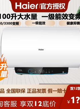 Haier/海尔100升电热水器大容量家用卫生间洗澡一级能效变频智控