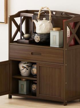 放杯子小柜子新中式茶柜收纳置物架小型碗柜家用厨房多功能木多层
