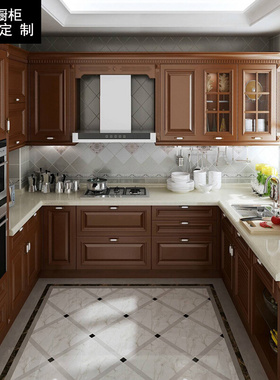 上海整体厨房橱柜实木新中式欧式石英石不锈钢岩板台面全屋定制做