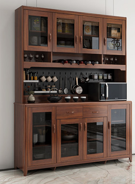 洞洞板餐边柜新中式实木色酒柜靠墙储物柜现代简约厨房收纳置物柜
