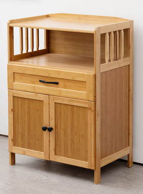 楠竹多功能置物柜厨房收纳柜新中式简单餐边柜客厅茶水柜实木碗柜