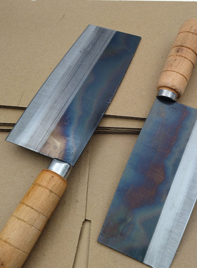 阳江碳钢切片刀桑刀铁菜刀中式老式厨房专用木柄锋利传统商用家用
