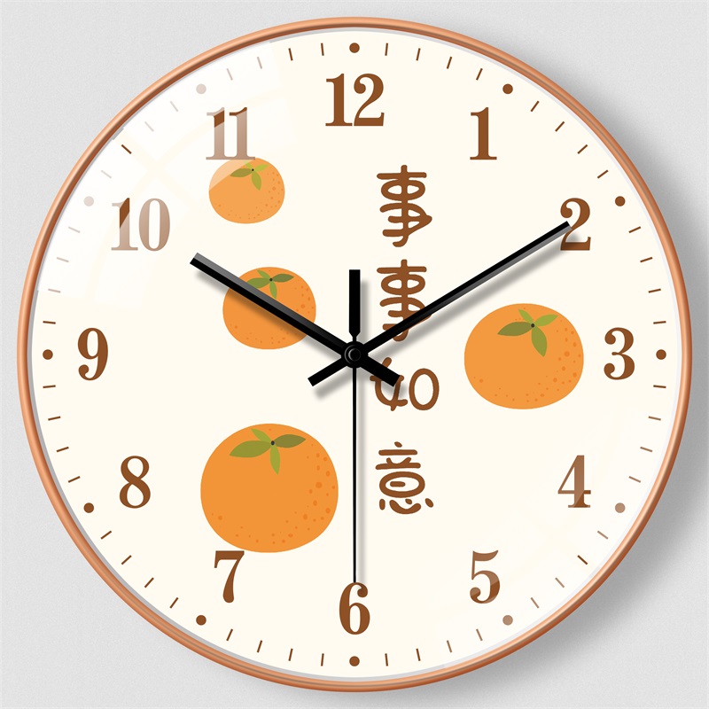 中式钟表挂钟日历款客厅免打孔简约时尚时钟现代家用静音石英钟