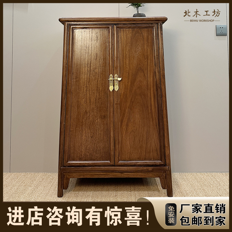 新中式老榆木餐边柜实木厨房置物柜橱柜现代客厅玄关柜酒柜收纳柜
