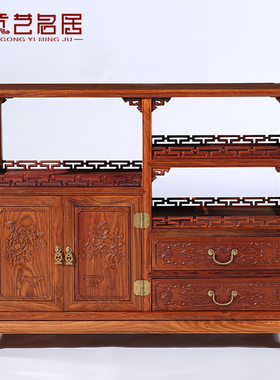 红木家具 非洲花梨木餐边柜 仿古中式实木餐厅储物柜放碗柜厨房柜