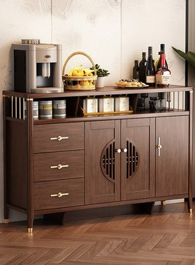 新中式厨房餐边柜储物柜实木框客厅多功能收纳柜一体靠墙家用碗柜