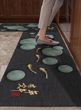 硅藻泥新中式可擦免洗厨房地垫吸水吸油地面防水防油脚垫速干地毯