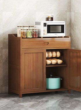 多功能置物柜厨房收纳柜中式简约餐边柜实木楠竹茶水柜碗柜置物架