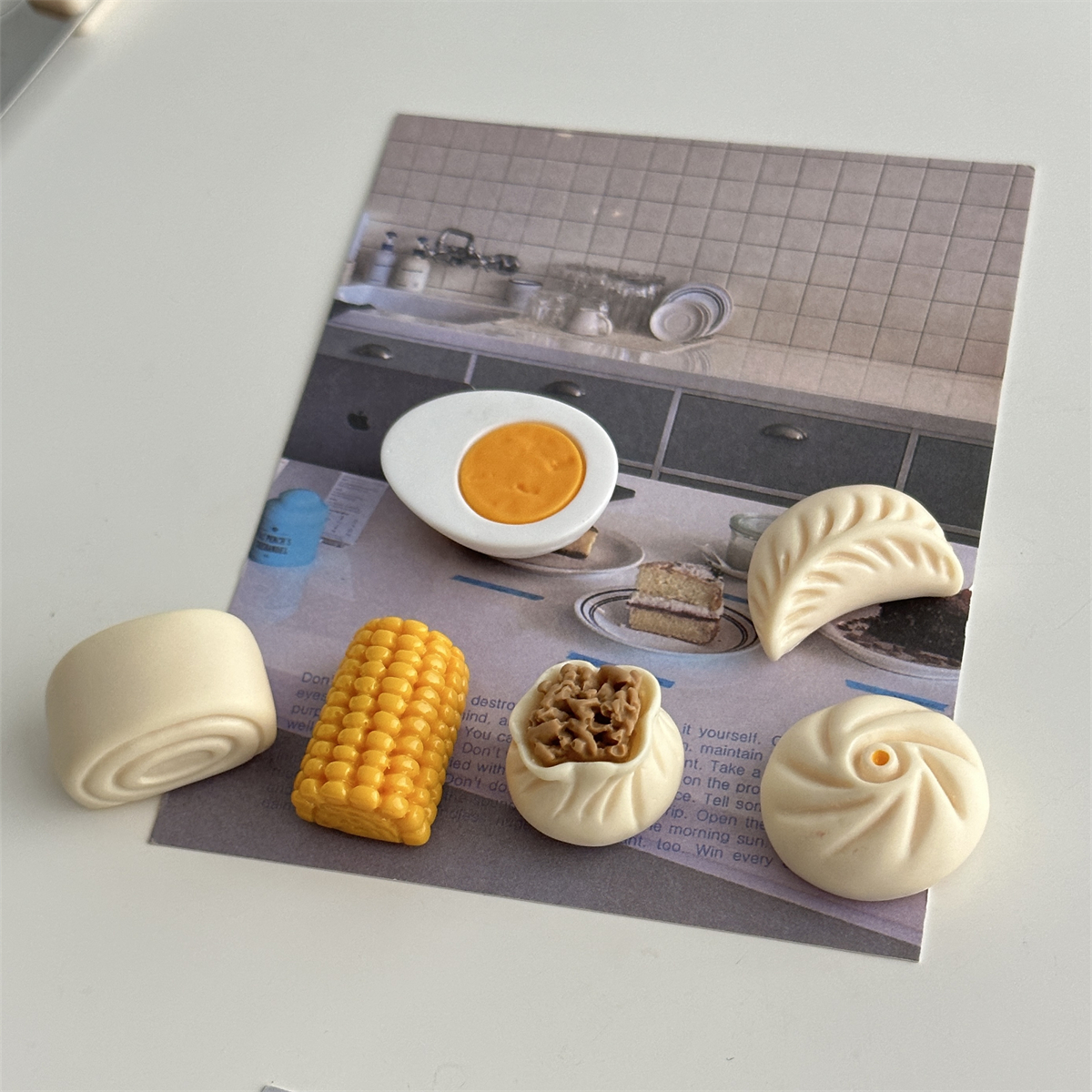 中式面点早餐磁力贴厨房装饰磁贴饰包子鸡蛋饺子冰箱贴