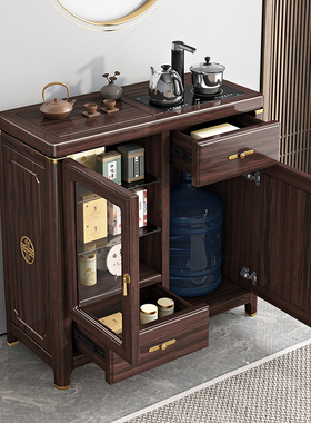 新中式实木茶g水柜紫金檀木餐柜厨房多功能收纳柜茶柜置物柜边柜