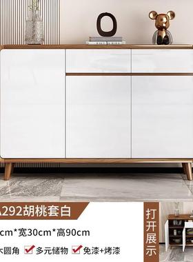 新款新中式超薄实木餐边柜家用厨房橱柜客厅靠墙酒柜大容量收纳储