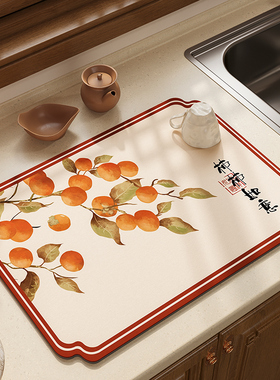 中式厨房餐具台面沥水垫古风硅藻泥速干碗垫控水垫吧台吸水垫餐垫
