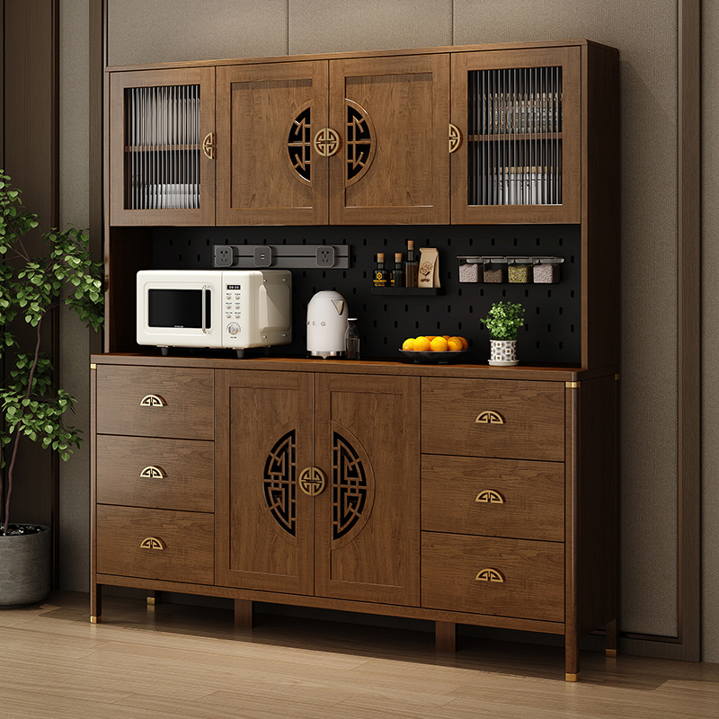 新中式餐边柜一体靠墙家用茶水柜现代简约厨房柜带洞洞板2023新款