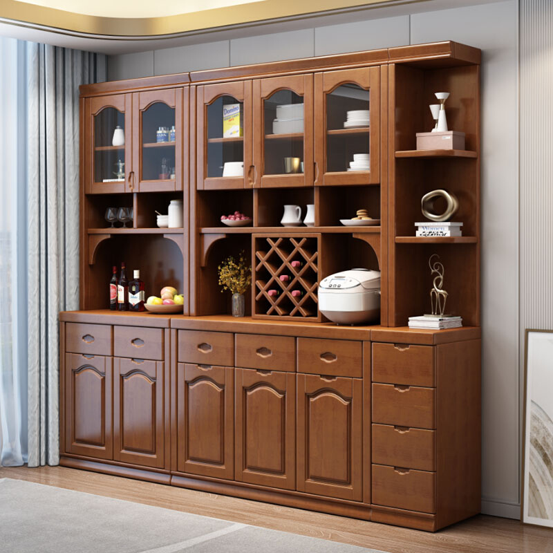 实木餐边柜酒柜组合墙柜一体现代简约靠墙厨房橱柜家用中式储物柜
