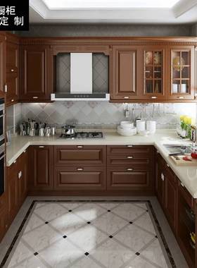上海整体厨房橱柜实木新中式欧式石英石不锈钢岩板台面全屋定制做