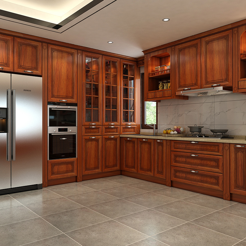 新品橱柜大户型整体厨房开放式定制美式中式轻奢现代橡木白蜡柚木