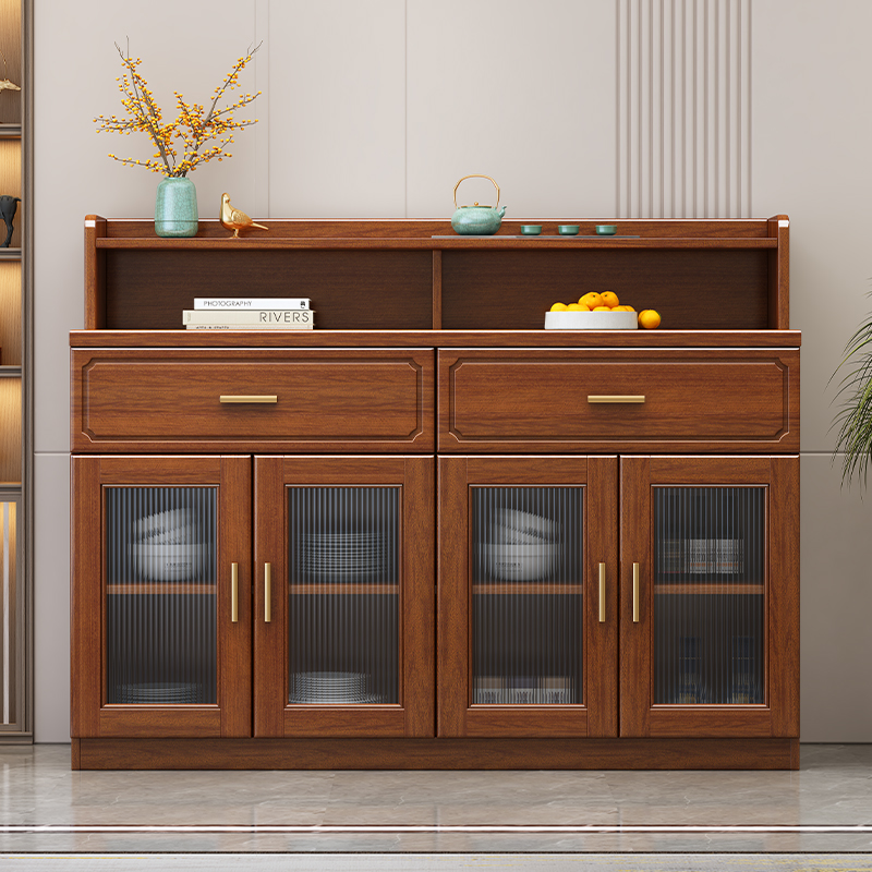 新中式实木餐边柜家用厨房碗具多功能储物柜子间厅柜门口鞋柜家具