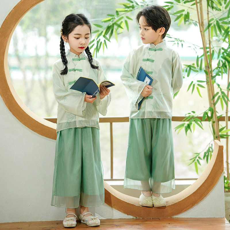 中国风男女童汉服唐装礼服童装古风新中式国学古装儿童演出服套装