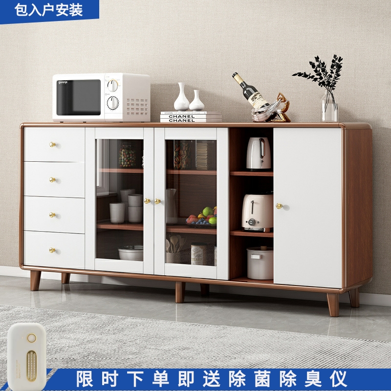 新中式实木餐边柜橱柜茶水柜碗柜家用厨房餐厅置物柜大容量储物柜