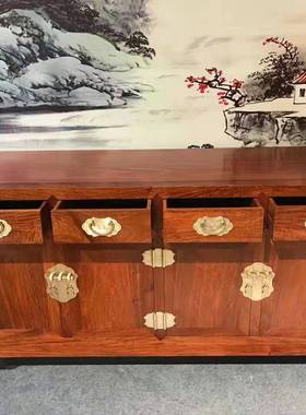 新中式茶水柜厨房碗柜玄关客餐厅备餐柜子实木储物橱柜红木餐边柜