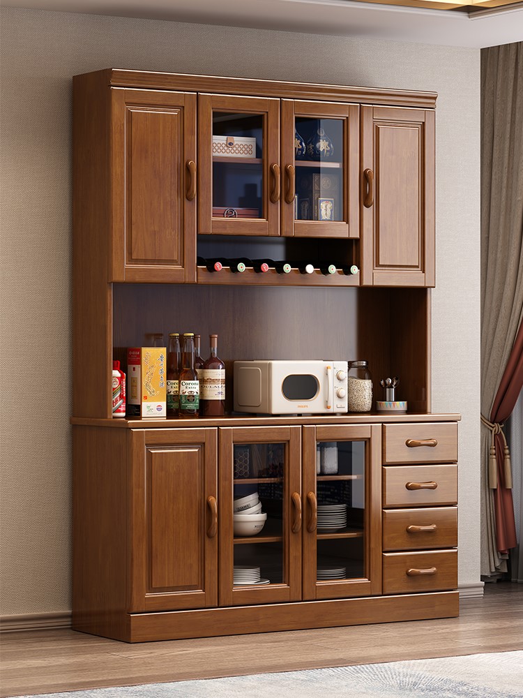 中式实木餐边柜置物柜客厅靠墙家用厨房高柜全实木一体收纳柜酒柜