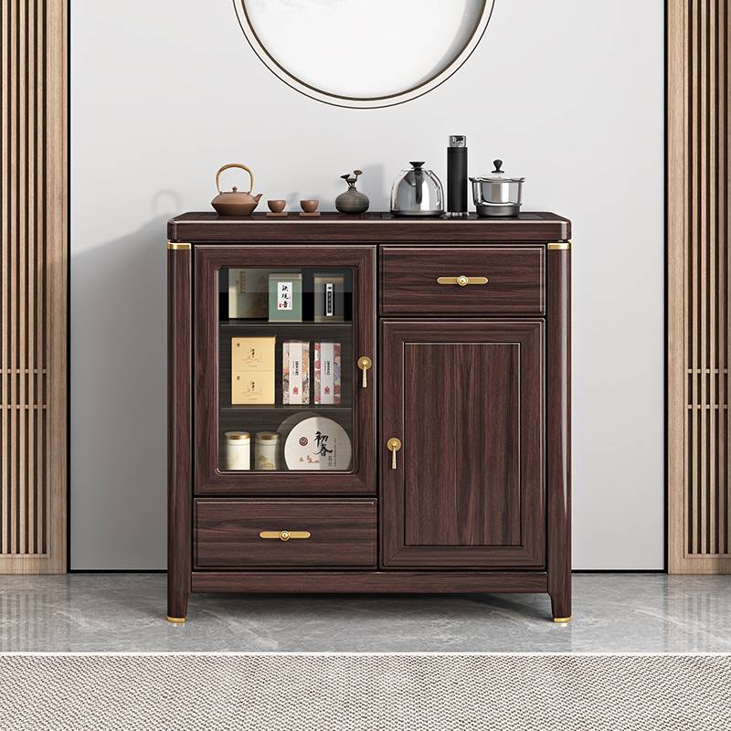 新品新中式实木茶水柜紫金檀木餐边柜厨房多功能储物柜茶柜置物柜