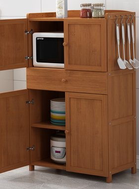 厨房储物柜带门实木中式餐边柜置物架茶水柜家用客厅收纳柜靠墙