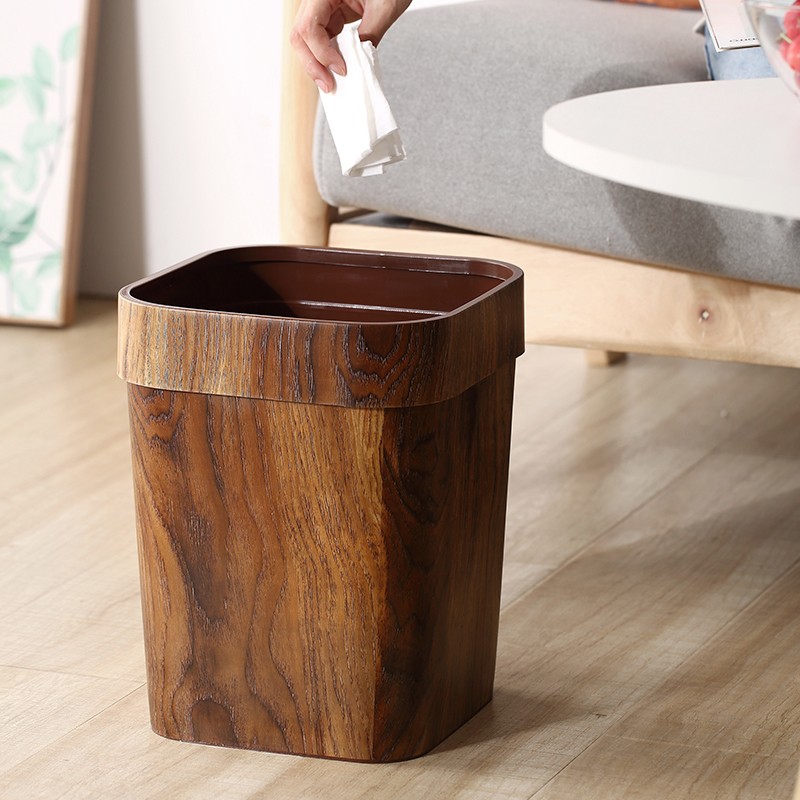 家用木纹垃圾桶厕所卫生间厨房卧室客厅创意办公室简约新中式纸篓