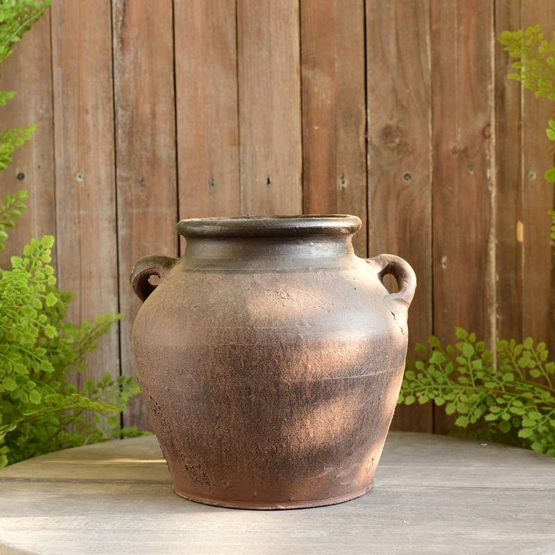 阳台复古中式干花盆粗陶插花瓶创意摆件客厅干花器仿古多肉土陶罐