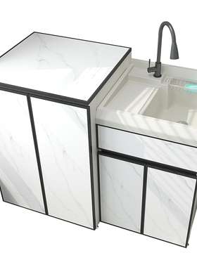 新品太空铝翻盖波轮洗衣柜阳台洗衣机柜J伴侣池槽一体柜小户型定