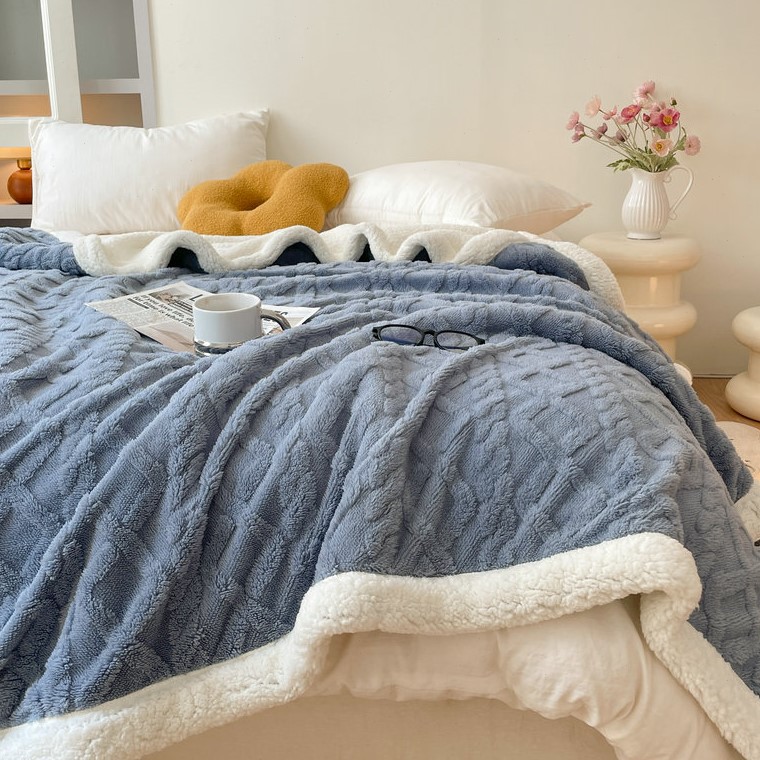 塔芙绒羊羔绒双层毛毯被办公室午睡毯沙发盖毯冬季加厚珊瑚绒毯子